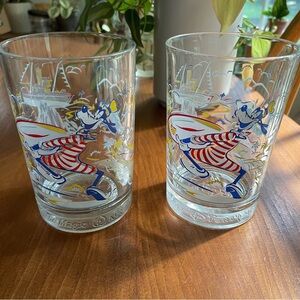 TWO Disney World 25th Anniversary Glass Goofy, Blizzard Beach & Typhoon Lagoon